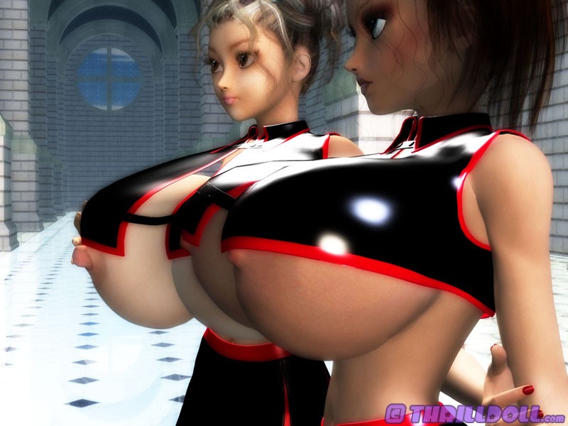 3d Hentai Huge Breasts - 2 Busty doll girls get fucked by a lucky guy â€“ Mega Boobs ...