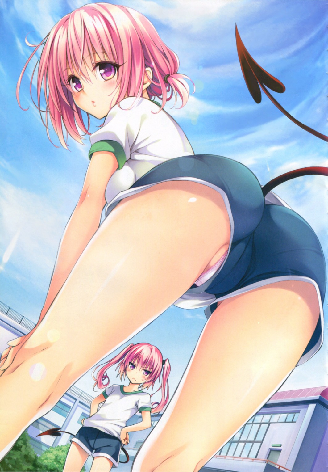 Anime schoolgirl with tail pov upskirt up shorts panties ...