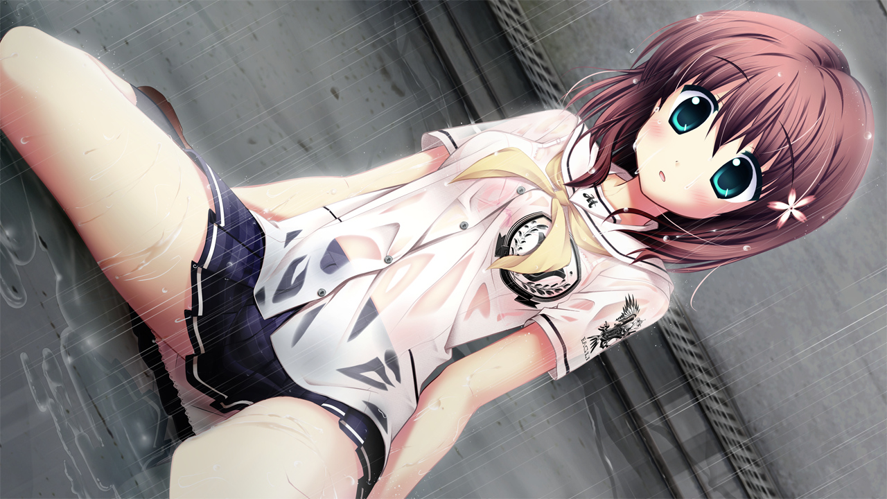 1280px x 720px - Wet schoolgirl rain outside short skirt bra see through ...